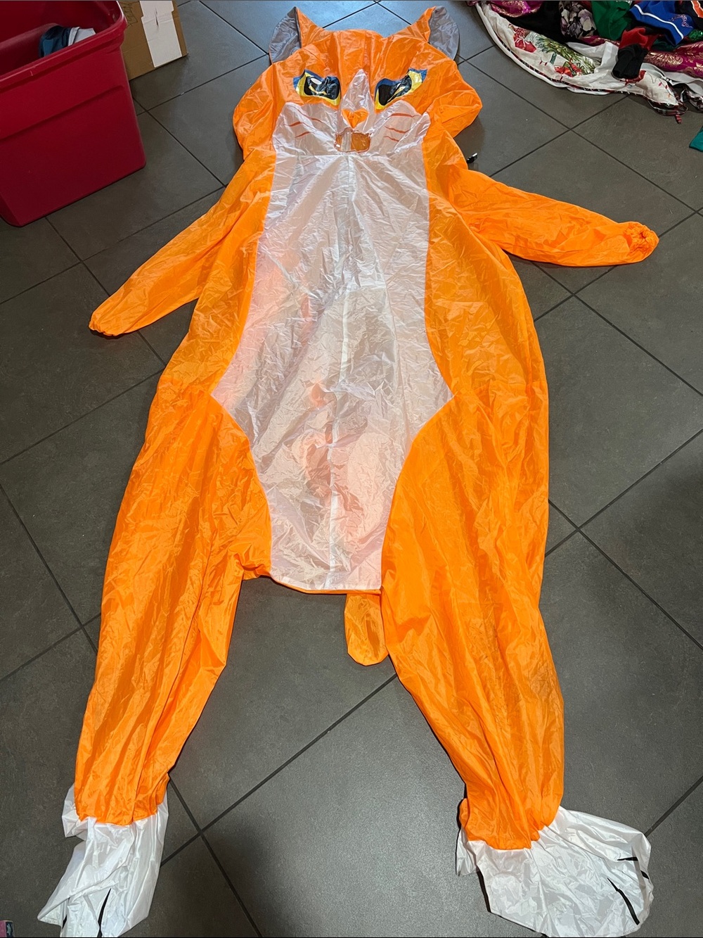 Inflatable Cat Costume for Adults 
Funny Black & White Blow Up Suit orange